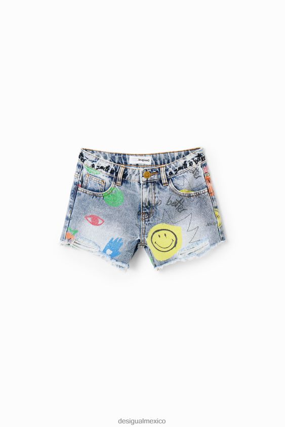 Desigual chica pantalones cortos de mezclilla sonrientes VZ26R01752 ropa