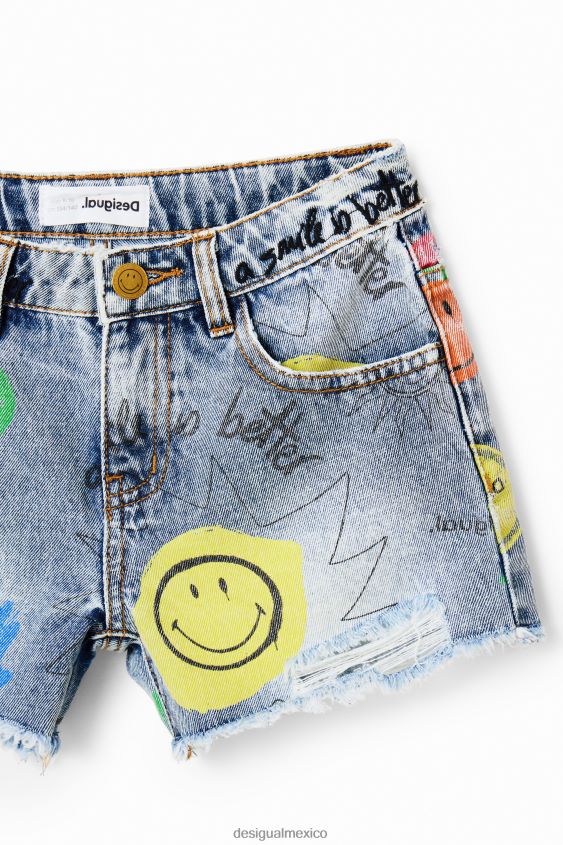 Desigual chica pantalones cortos de mezclilla sonrientes VZ26R01752 ropa