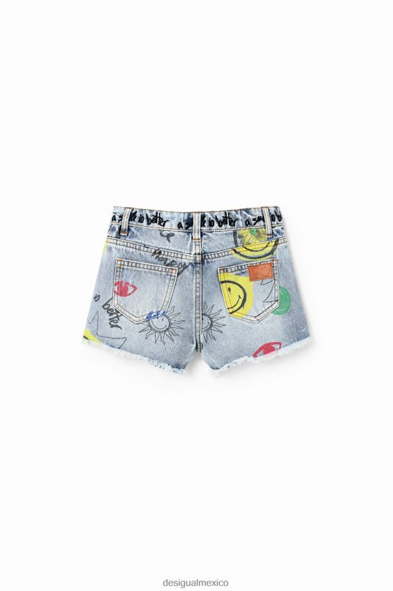 Desigual chica pantalones cortos de mezclilla sonrientes VZ26R01752 ropa
