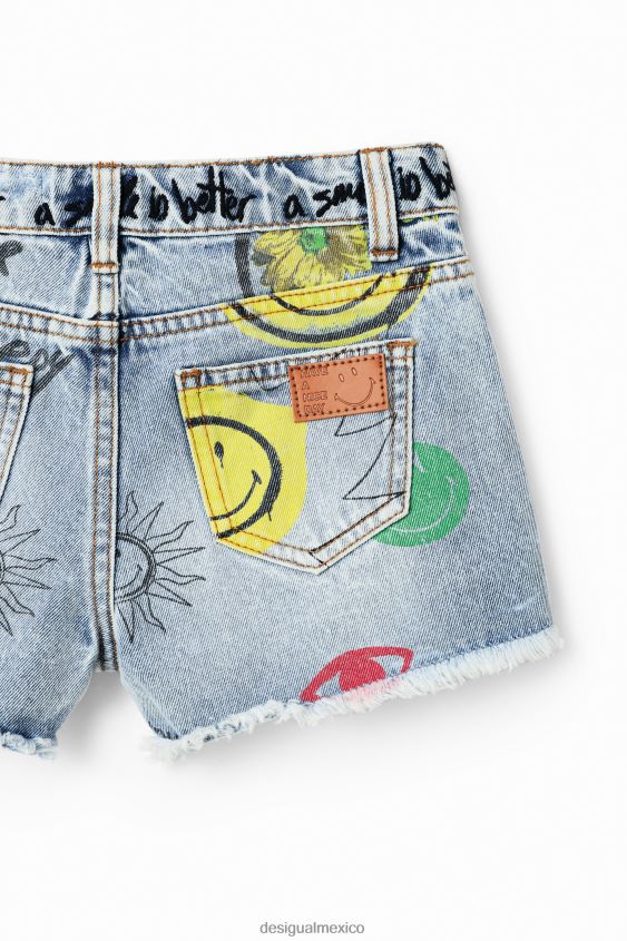 Desigual chica pantalones cortos de mezclilla sonrientes VZ26R01752 ropa