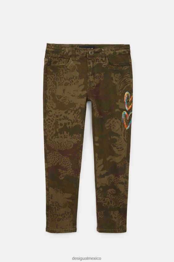 Desigual chica pantalones rectos con estampado bordado VZ26R01887 ropa