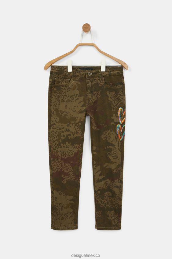 Desigual chica pantalones rectos con estampado bordado VZ26R01887 ropa