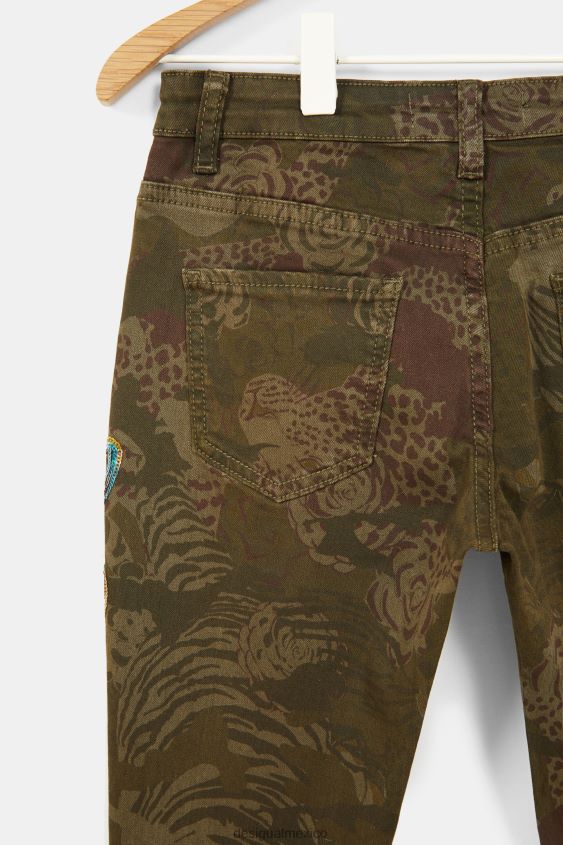Desigual chica pantalones rectos con estampado bordado VZ26R01887 ropa