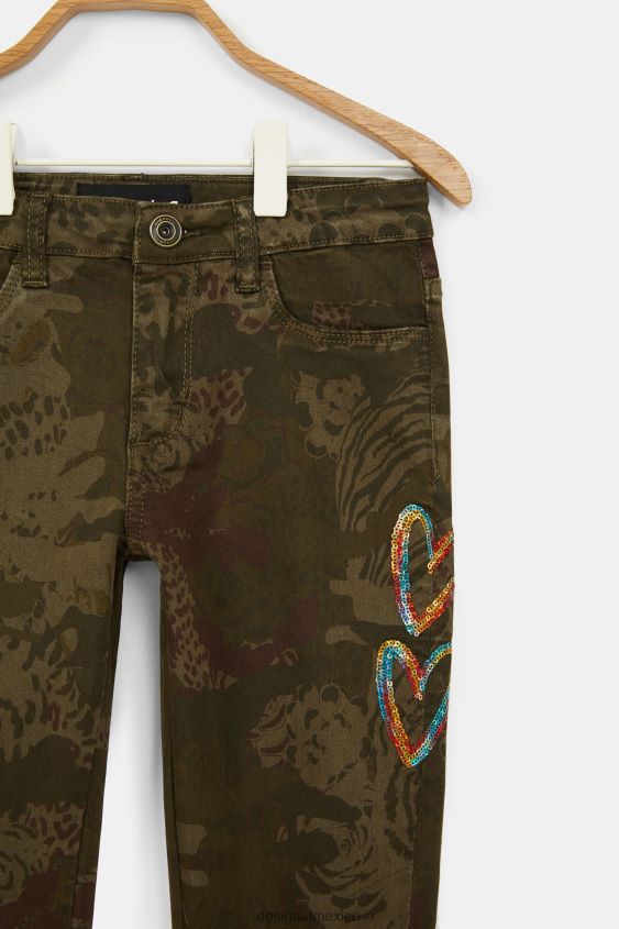 Desigual chica pantalones rectos con estampado bordado VZ26R01887 ropa
