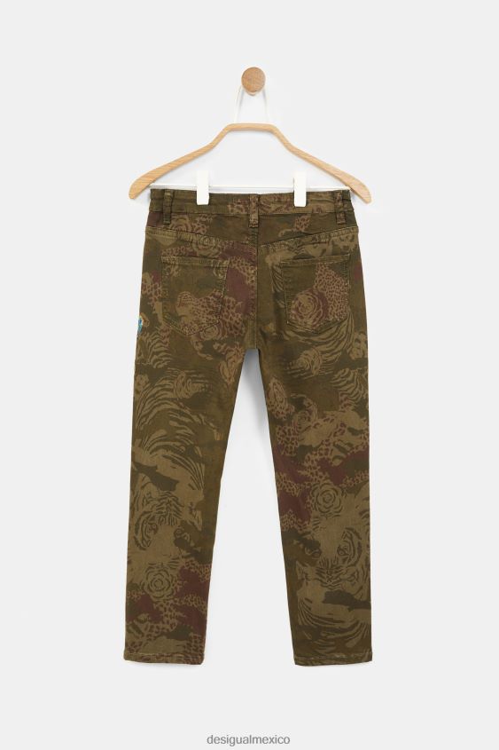 Desigual chica pantalones rectos con estampado bordado VZ26R01887 ropa