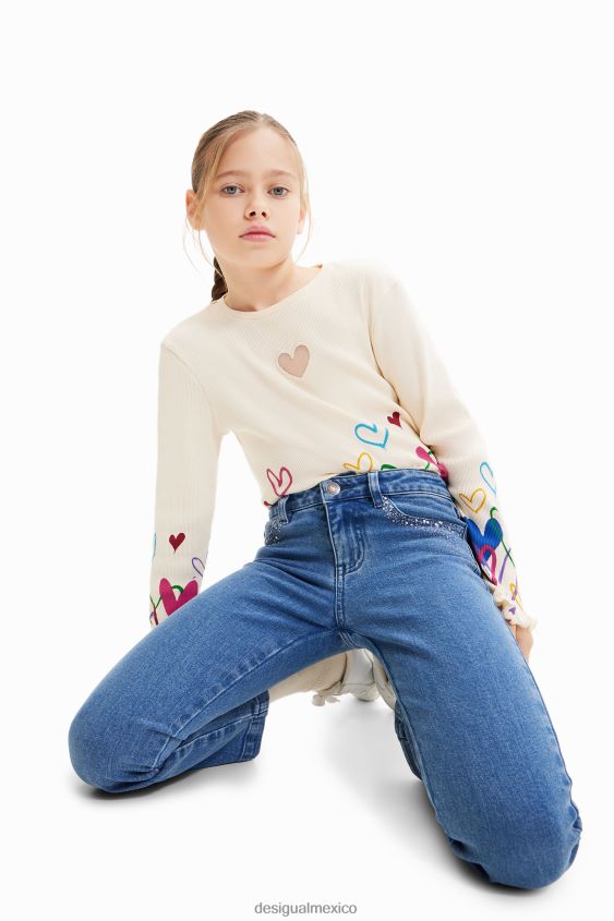 Desigual chica vaqueros acampanados brillantes VZ26R01771 ropa