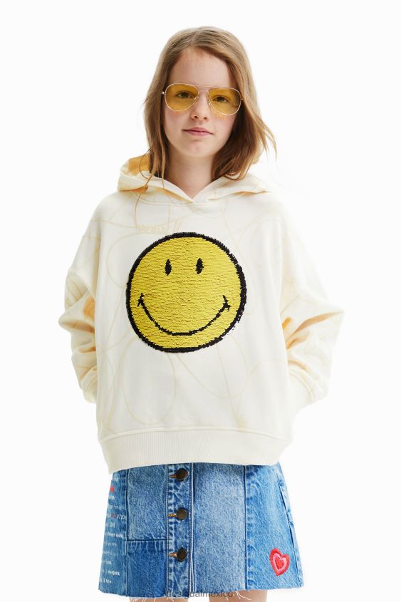 Desigual chica sudadera con capucha reversible con lentejuelas y smiley VZ26R01852 ropa