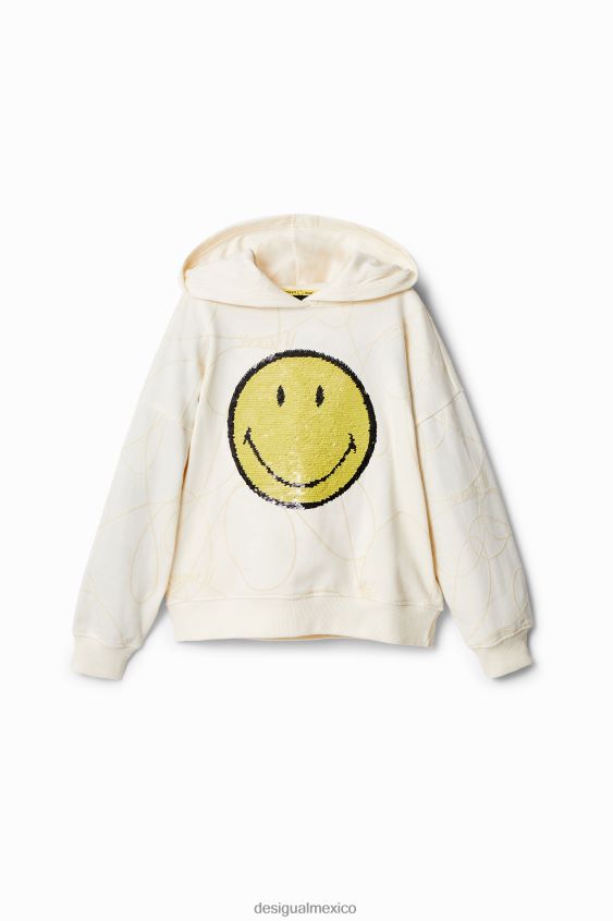 Desigual chica sudadera con capucha reversible con lentejuelas y smiley VZ26R01852 ropa