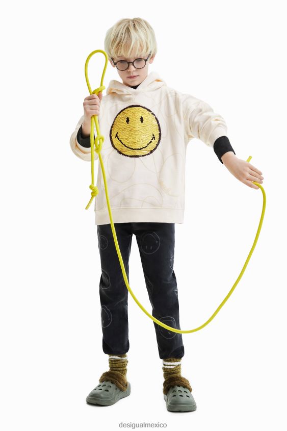 Desigual chica sudadera con capucha reversible con lentejuelas y smiley VZ26R01852 ropa