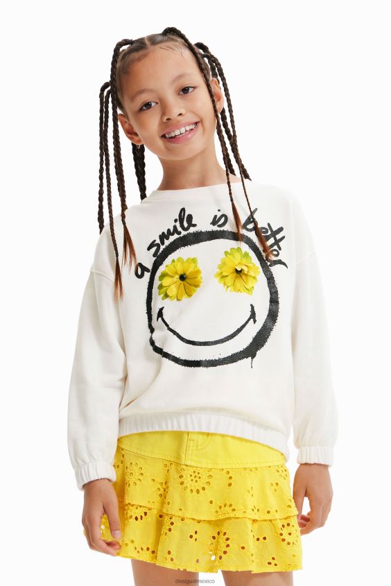 Desigual chica sudadera con flor sonriente VZ26R01148 ropa