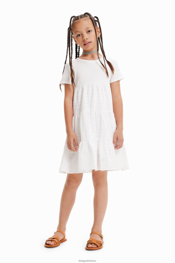 Desigual chica vestido combinado con bordado suizo VZ26R01155 ropa