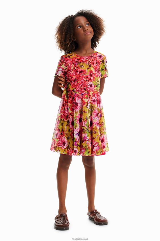 Desigual chica vestido de flores de tul VZ26R01841 ropa