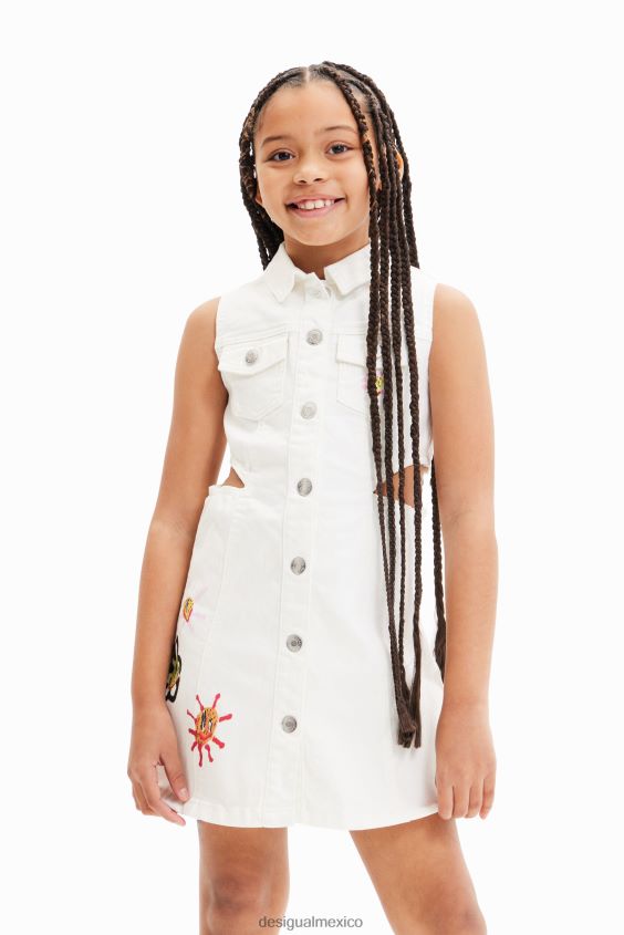 Desigual chica vestido de mezclilla con aberturas VZ26R01893 ropa