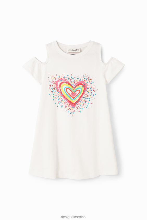 Desigual chica vestido estilo camiseta con aberturas en forma de corazón VZ26R01842 ropa