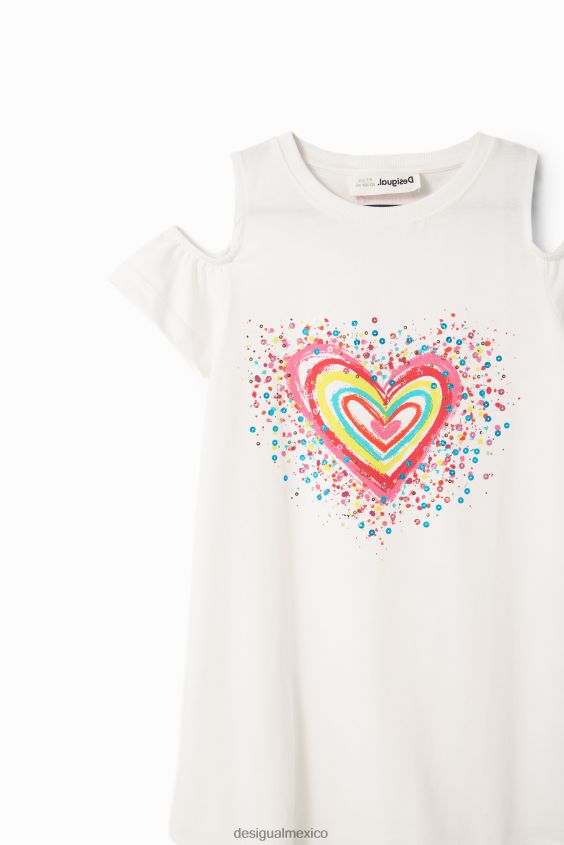 Desigual chica vestido estilo camiseta con aberturas en forma de corazón VZ26R01842 ropa