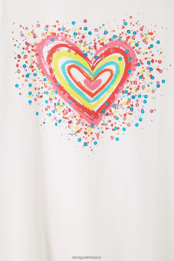 Desigual chica vestido estilo camiseta con aberturas en forma de corazón VZ26R01842 ropa