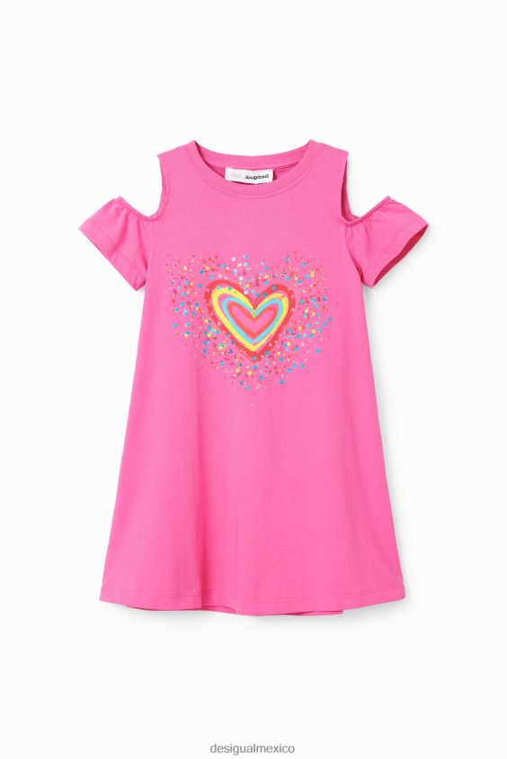 Desigual chica vestido estilo camiseta con aberturas en forma de corazón VZ26R01846 ropa