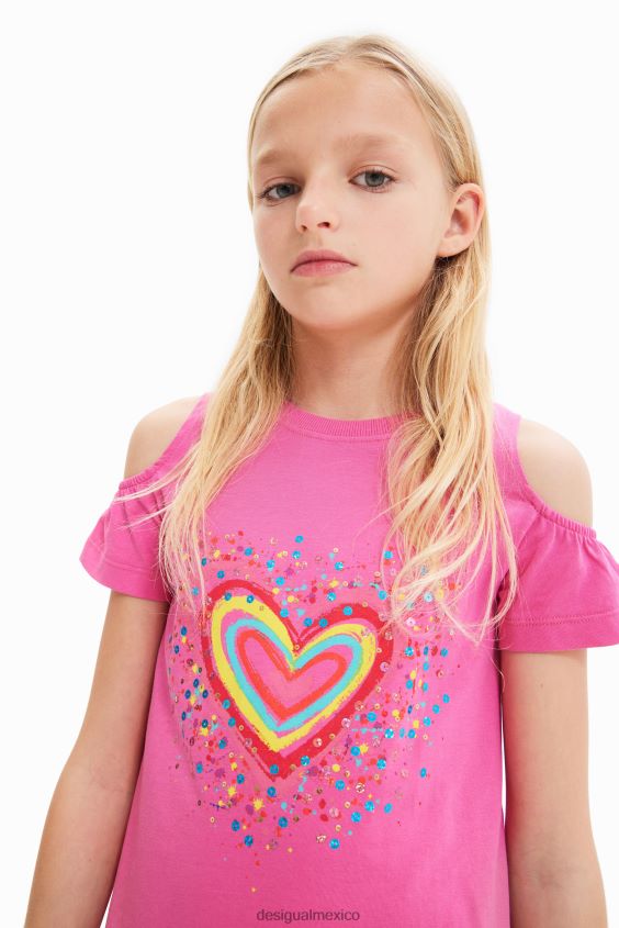 Desigual chica vestido estilo camiseta con aberturas en forma de corazón VZ26R01846 ropa