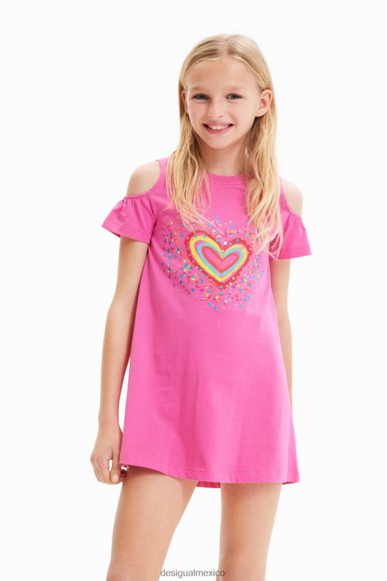 Desigual chica vestido estilo camiseta con aberturas en forma de corazón VZ26R01846 ropa