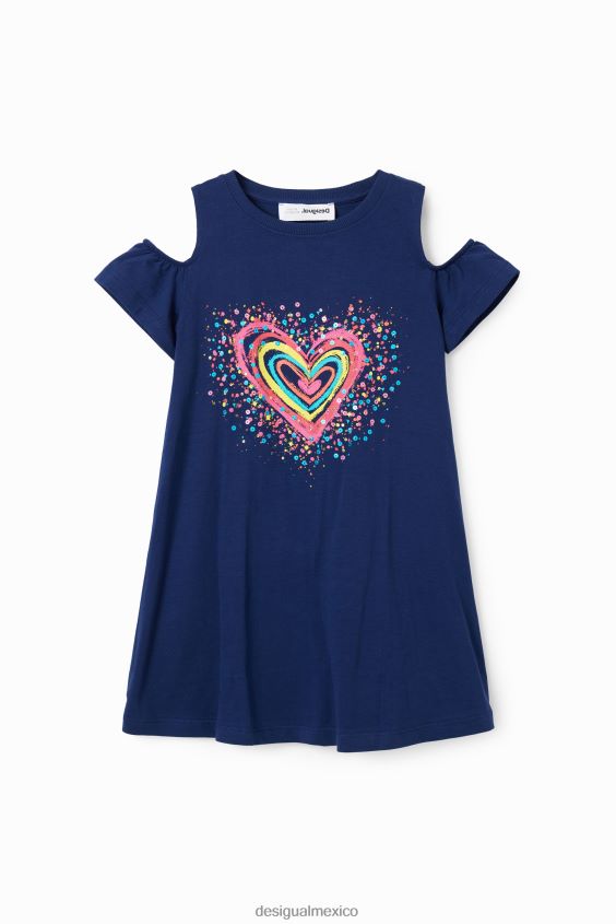 Desigual chica vestido estilo camiseta con aberturas en forma de corazón VZ26R01865 ropa