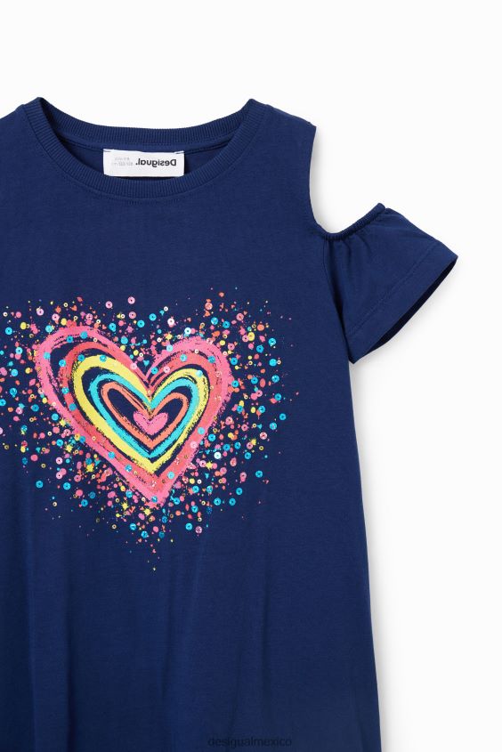 Desigual chica vestido estilo camiseta con aberturas en forma de corazón VZ26R01865 ropa