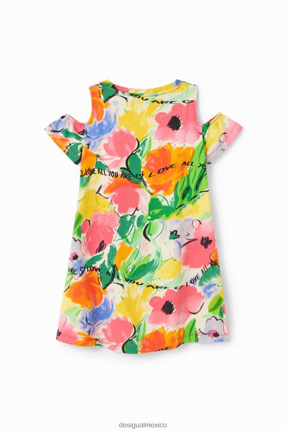 Desigual chica vestido estilo camiseta con aberturas y flores VZ26R01867 ropa