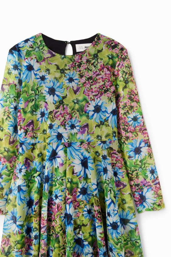 Desigual chica vestido floral de tul de manga larga VZ26R01799 ropa