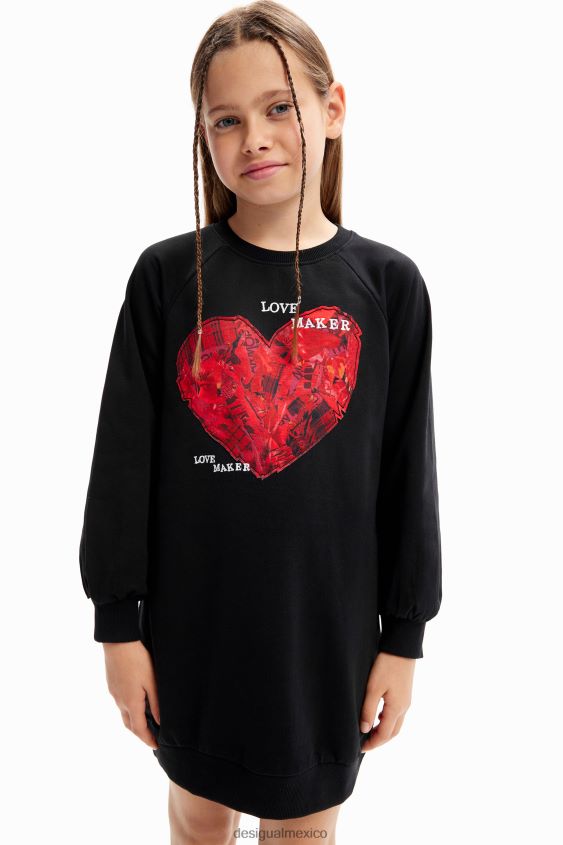 Desigual chica vestido sudadera con corazones VZ26R01851 ropa