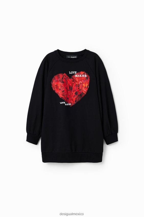 Desigual chica vestido sudadera con corazones VZ26R01851 ropa