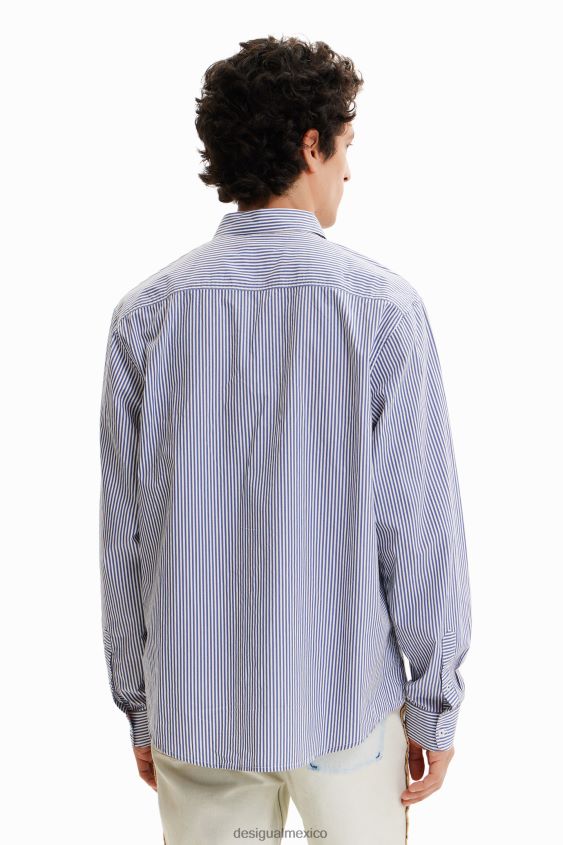 Desigual hombres camisa a rayas con patchwork VZ26R01578 ropa