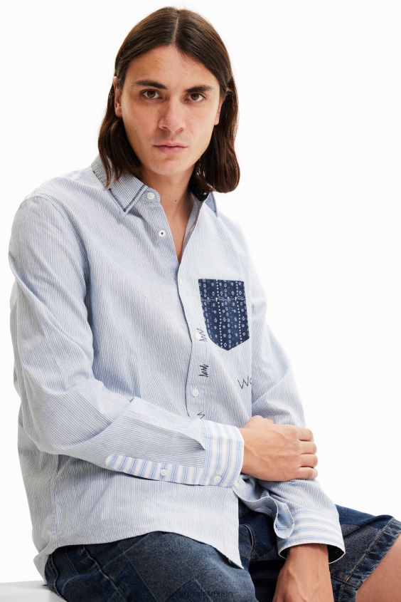 Desigual hombres camisa a rayas en contraste VZ26R01544 ropa