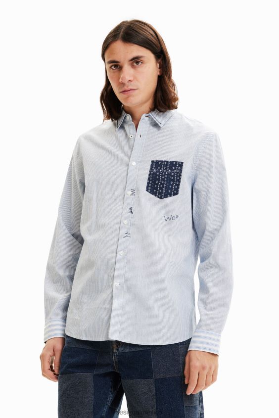 Desigual hombres camisa a rayas en contraste VZ26R01544 ropa
