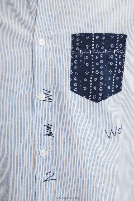 Desigual hombres camisa a rayas en contraste VZ26R01544 ropa