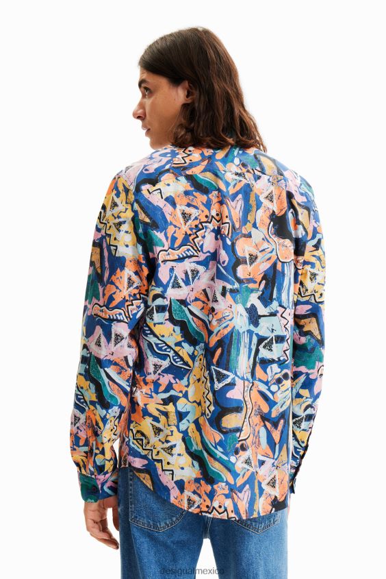 Desigual hombres camisa artística de manga larga VZ26R01681 ropa