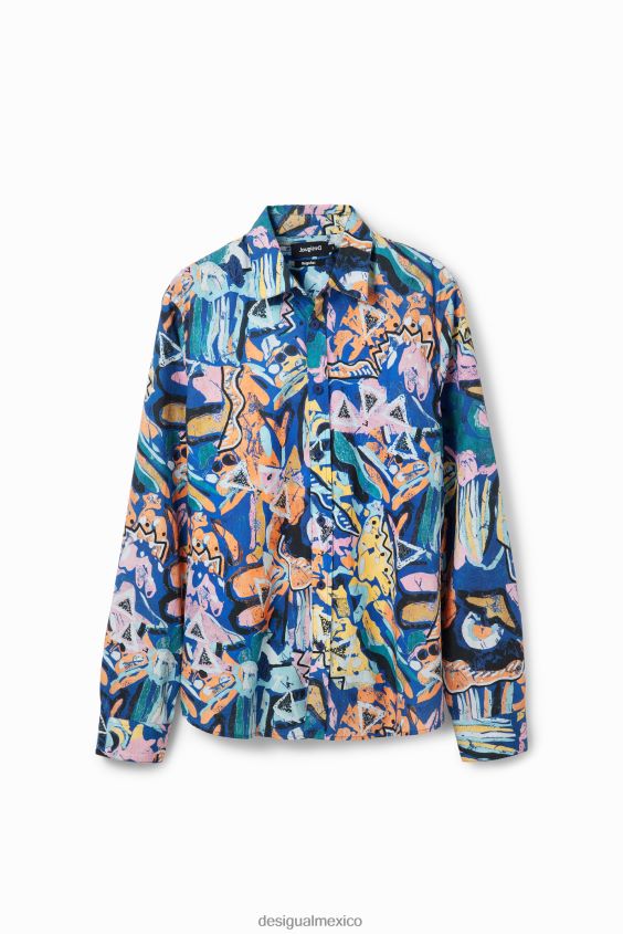 Desigual hombres camisa artística de manga larga VZ26R01681 ropa