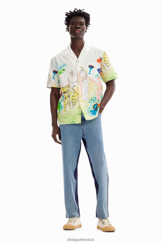 Desigual hombres camisa artística del resort VZ26R01619 ropa