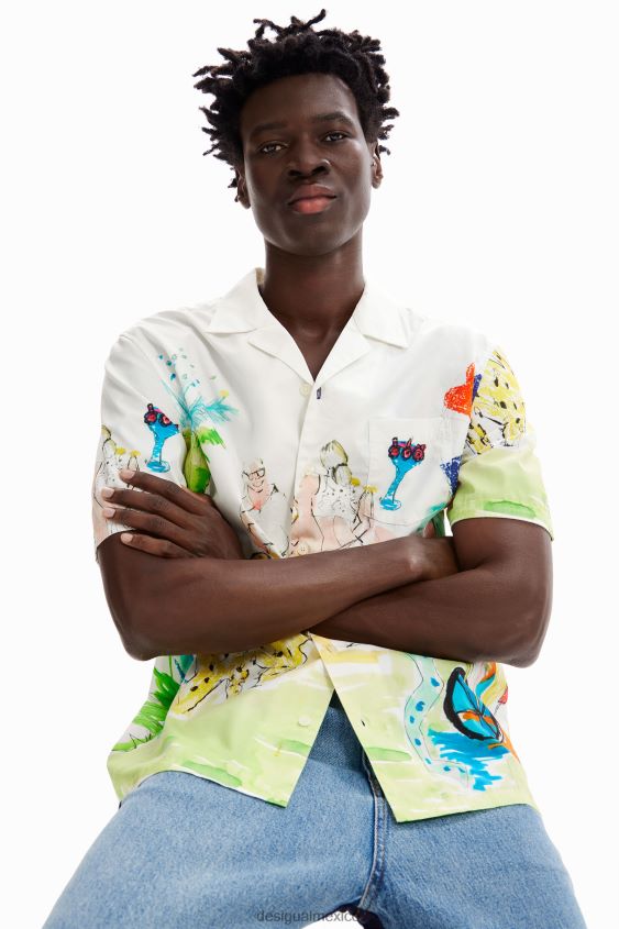 Desigual hombres camisa artística del resort VZ26R01619 ropa