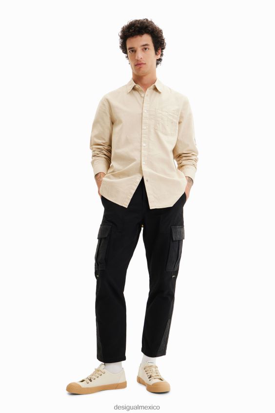 Desigual hombres camisa bordada de manga larga VZ26R01562 ropa
