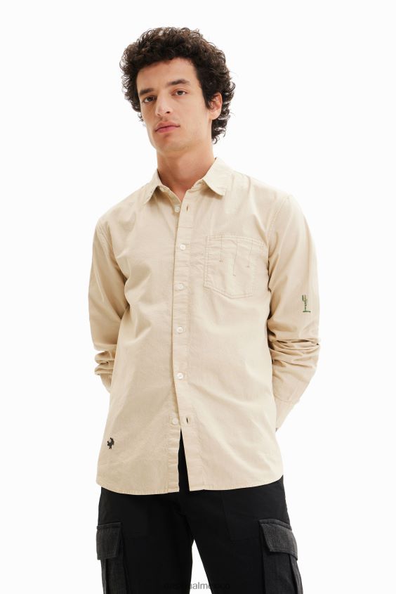 Desigual hombres camisa bordada de manga larga VZ26R01562 ropa