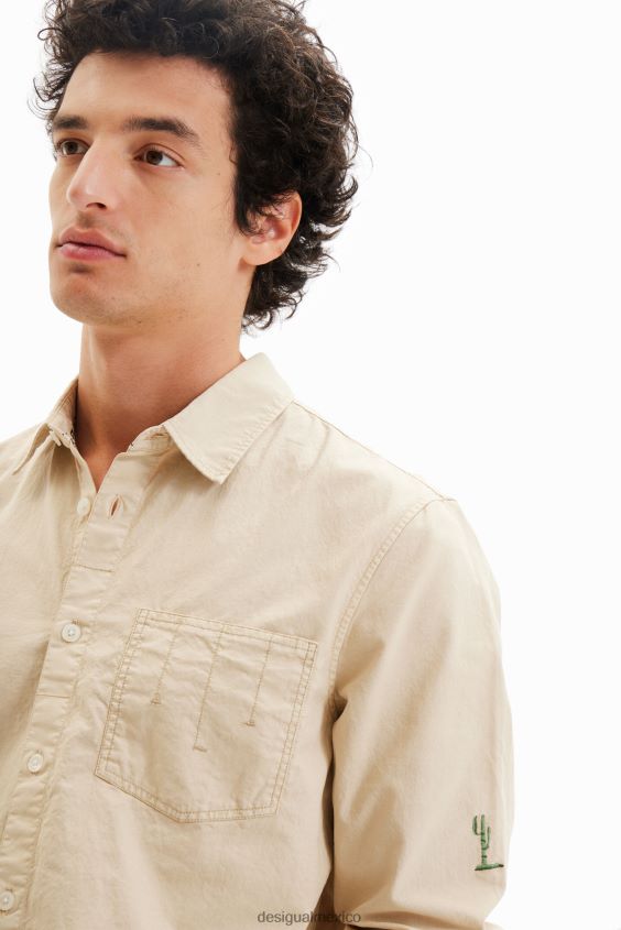 Desigual hombres camisa bordada de manga larga VZ26R01562 ropa