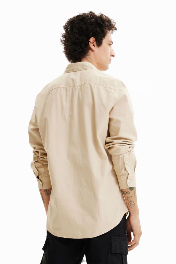 Desigual hombres camisa bordada de manga larga VZ26R01562 ropa