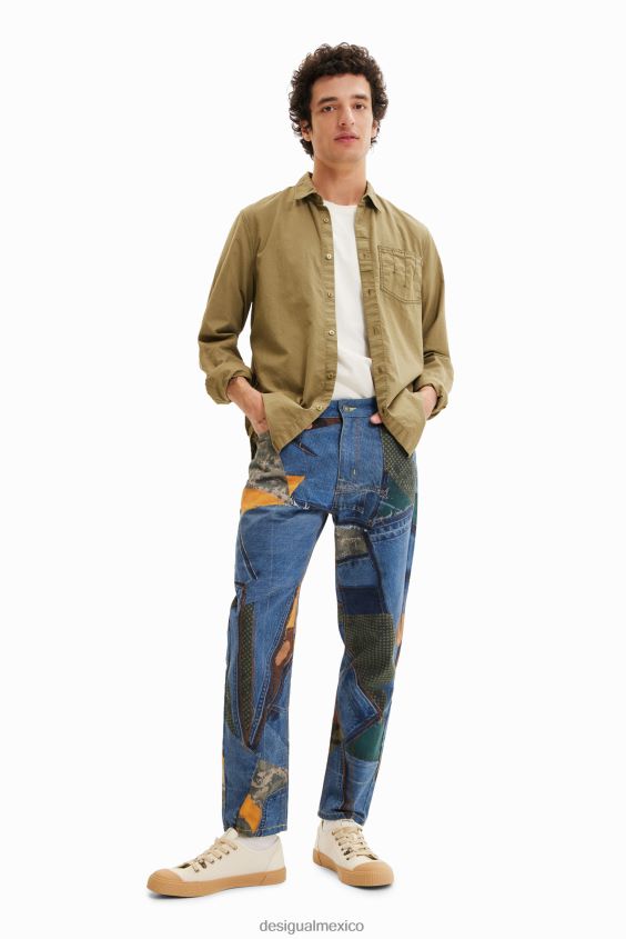Desigual hombres camisa bordada de manga larga VZ26R01595 ropa