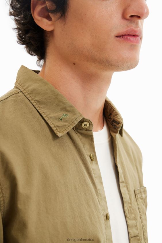 Desigual hombres camisa bordada de manga larga VZ26R01595 ropa