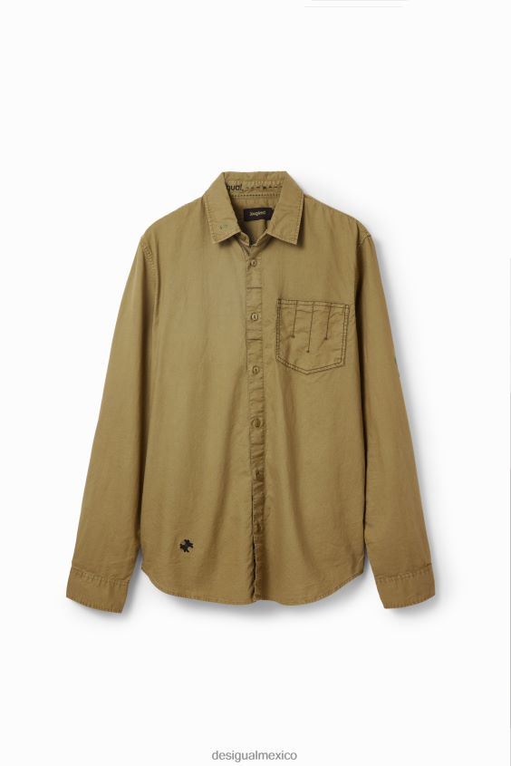 Desigual hombres camisa bordada de manga larga VZ26R01595 ropa
