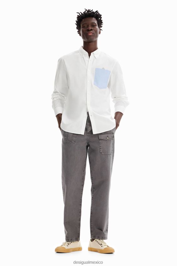 Desigual hombres camisa con bolsillo liso VZ26R01643 ropa