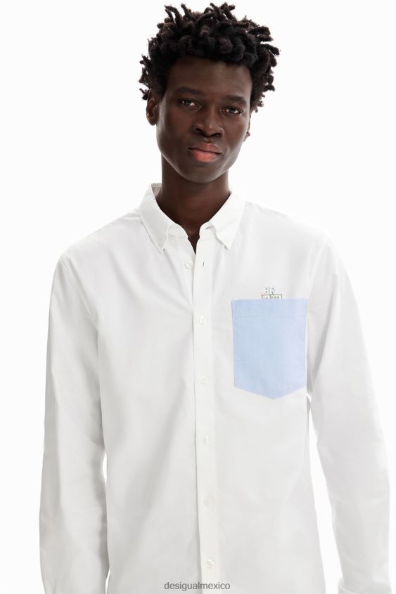 Desigual hombres camisa con bolsillo liso VZ26R01643 ropa