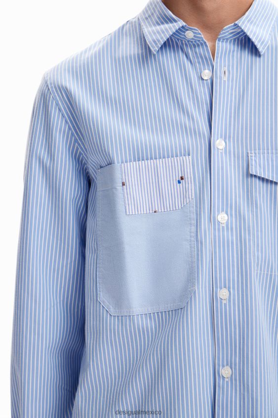 Desigual hombres camisa con bolsillos a rayas VZ26R01581 ropa