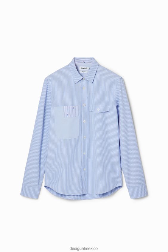 Desigual hombres camisa con bolsillos a rayas VZ26R01581 ropa