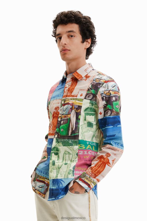 Desigual hombres camisa con estampado de patchwork VZ26R01672 ropa