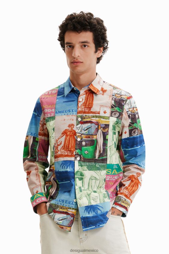 Desigual hombres camisa con estampado de patchwork VZ26R01672 ropa